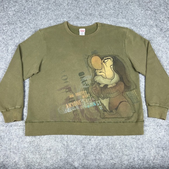 Disney Sweater Women Large Green Store Exclusive Grumpy Cutout Fleece Sweatshirt - Picture 2 of 10